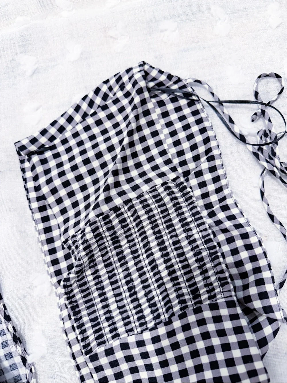New! Reformation Black White Gingham Wrap Skirt Top set 2pc Size 6